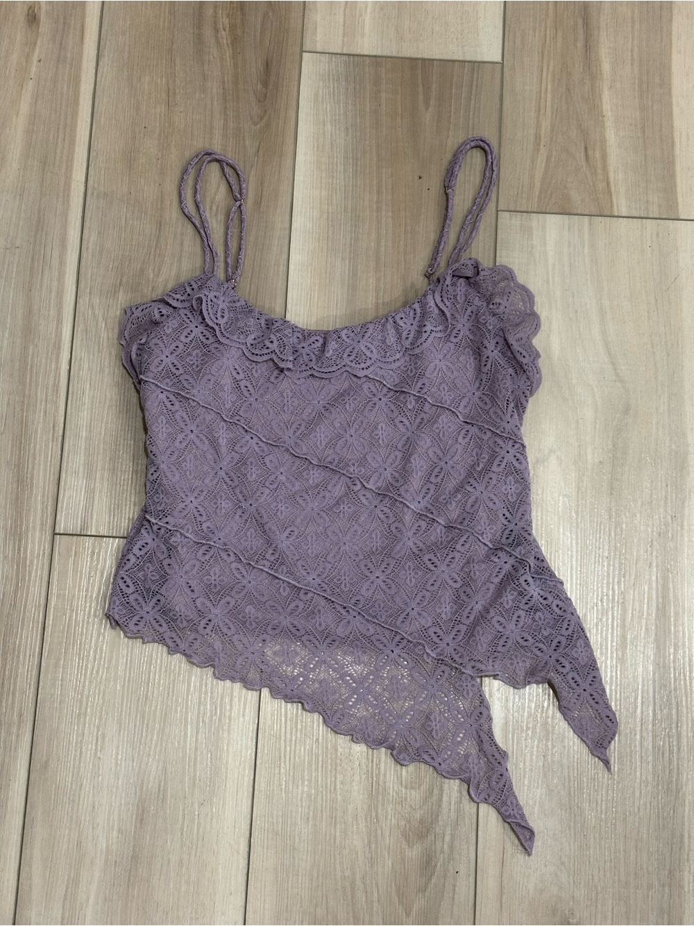 Lavender Lace Asymmetrical Cami Top - Women